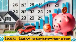 $205.73 - $225.09 per day is how much a year